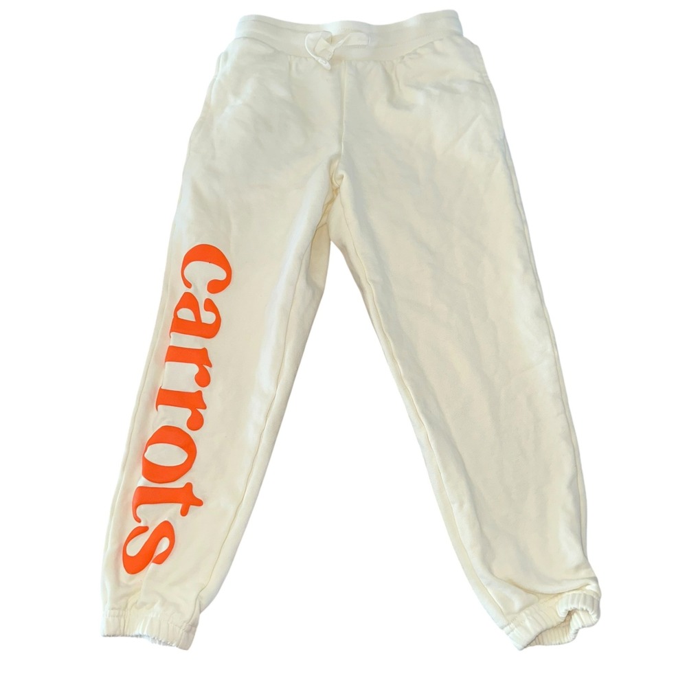 Carrots by Anwar‎ Carros Cream Orange Wordmark Jogger Sweatpants Kids Size 8 Med